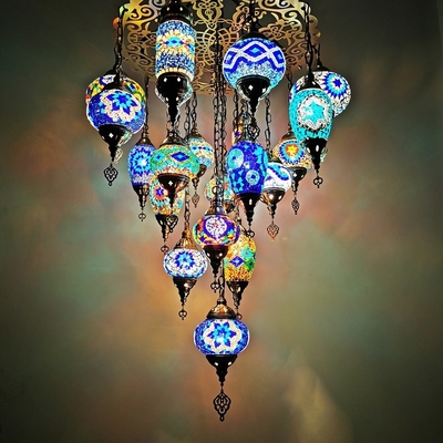 Moroccan Turkish Style Retro Vintage Pendant Light E27 Base Mediterranean Large Chandelier(WH-DC-35)