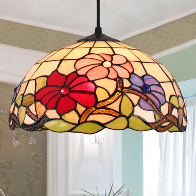 Mediterranean Tiffany Stained Glass Pendant Lights Vintage Hanging Lamp（WH-TF-22)