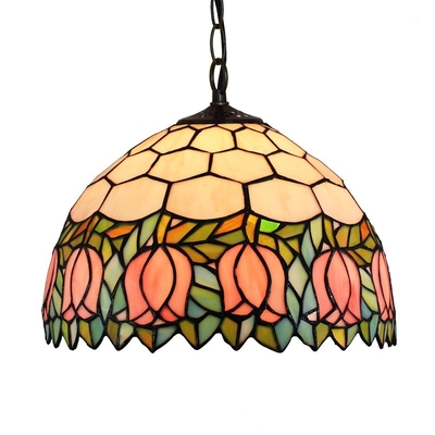 Vintage Tiffany Pendant Lights Mediterranean Baroque Stained Glass Hanging Lamp(WH-TF-25)