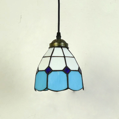 European retro luxury chandelier colorful glass beads Tiffany handmade art blue pendant light(WH-TF-27)