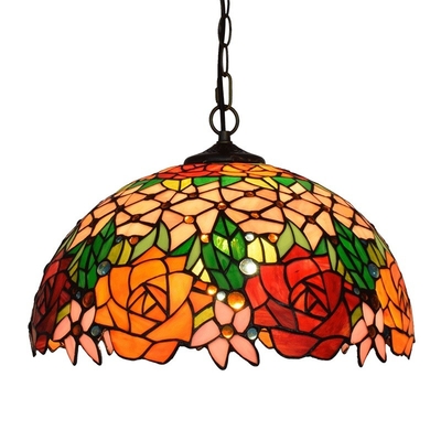 Spain minimalist retro Vintage Bedroom Kitchen Rose Flower Tiffany chandelier(WH-TF-29)