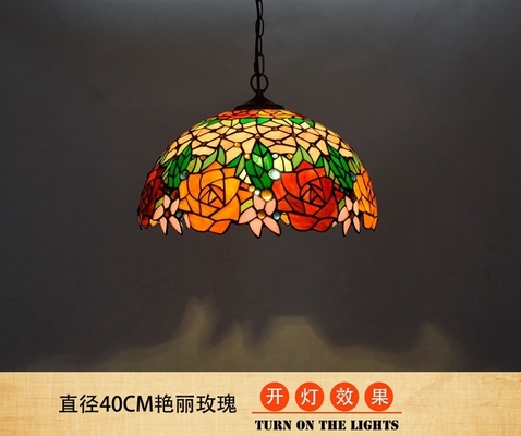 Spain minimalist retro Vintage Bedroom Kitchen Rose Flower Tiffany chandelier(WH-TF-29)