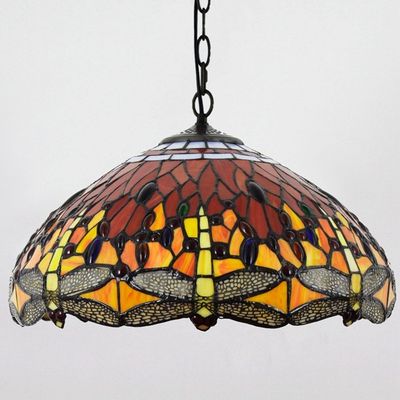 Vintage Red Dragonfly restaurant chandelier stained glass Blue Chandelier(WH-TF-30)