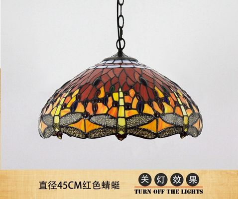 Vintage Red Dragonfly restaurant chandelier stained glass Blue Chandelier(WH-TF-30)