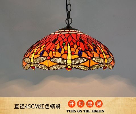 Vintage Red Dragonfly restaurant chandelier stained glass Blue Chandelier(WH-TF-30)
