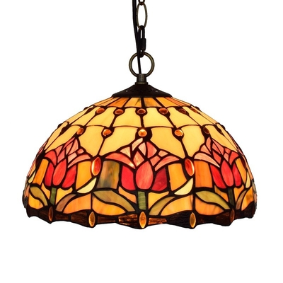 12 inch red bar restaurant stained glass chandelier American Tiffany lamp(WH-TF-34)