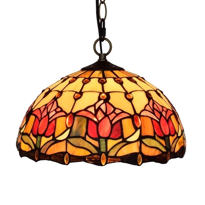 12 inch red bar restaurant stained glass chandelier American Tiffany lamp(WH-TF-34)