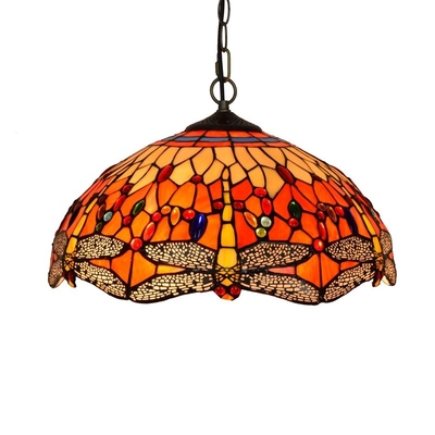 American creativity Tiffany stained glass lamp living room restaurant retro bar lamp Red Dragonfly Chandelier(WH-TF-37)