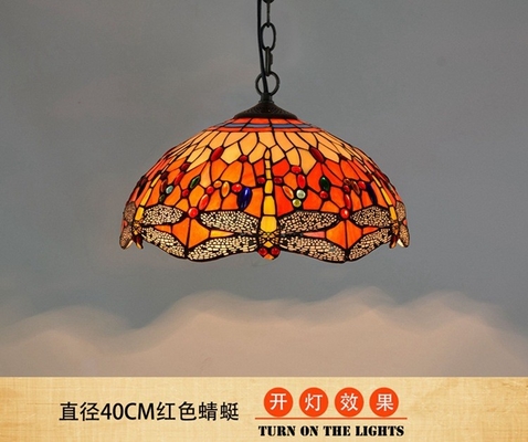 American creativity Tiffany stained glass lamp living room restaurant retro bar lamp Red Dragonfly Chandelier(WH-TF-37)