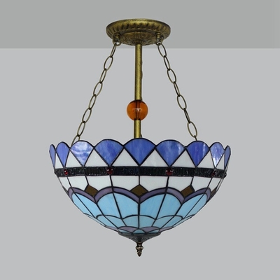 Modern blue Mediterranean creative Tiffany stained glass living room dining room bedroom lounge lights(WH-TF-42)