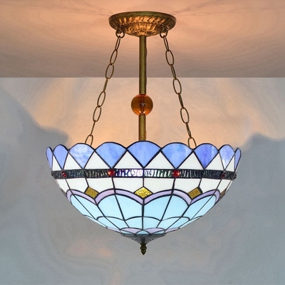 Modern blue Mediterranean creative Tiffany stained glass living room dining room bedroom lounge lights(WH-TF-42)