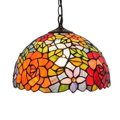 American country creative Tiffany colored glass retro red Chandelier(WH-TF-44)