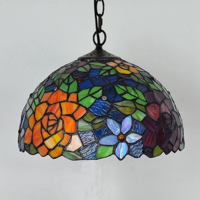 American country creative Tiffany colored glass retro red Chandelier(WH-TF-44)