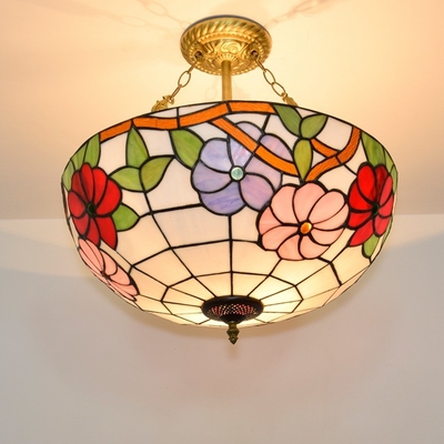 Morocco style square ceiling lamp half children Tiffany bedroom study kitchen lighting fixture(WH-TF-53)