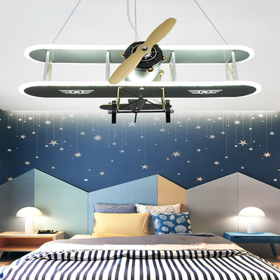 Creative Led Children's Aircraft Lamp Boy Bedroom Room Lamp Modern Personality Fashion Simple Cartoon Chandelier(WH-MA-1