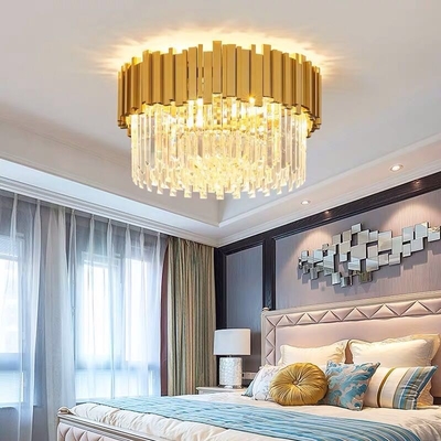 Modern LED crystal chandelier luxury gold stainless steel lustres celing lighting(WH-CA-53)