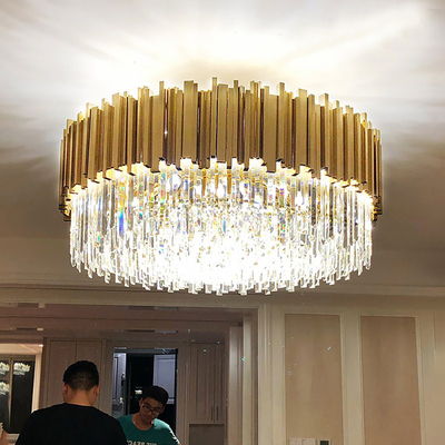 Modern LED crystal chandelier luxury gold stainless steel lustres celing lighting(WH-CA-53)