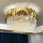 Modern LED crystal chandelier luxury gold stainless steel lustres celing lighting(WH-CA-53)