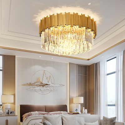 Modern LED crystal chandelier luxury gold stainless steel lustres celing lighting(WH-CA-53)