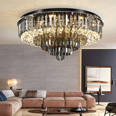 Luxury Led Ceiling Chandelier For Living Room Big Crystal Lamp Smoke Grey crystal ceiling light(WH-CA-58)