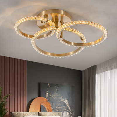 Simple Crystal Ceiling Light For Living Room Led Gold Circles Ring Chandelier Lamp(WH-CA-72)