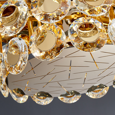 Modern LED Crystal Chandelier Luxury Gold Lustres round chandelier crystal lighting(WH-CA-73)