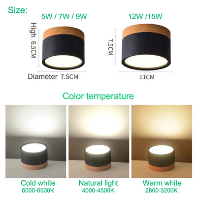 LED Downlight dimmable 5W 7W 9W12W15W Nordic wood modern Led surface mounted ceiling light(WH-WA-13)