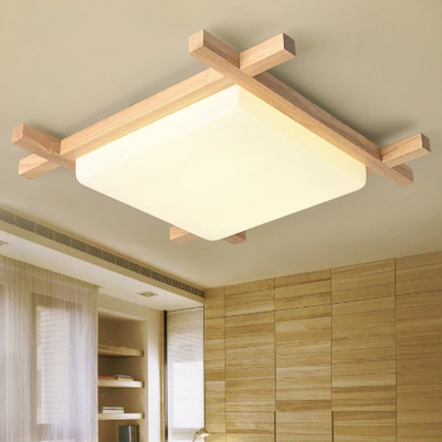 Nordic LED Wooden Ceiling Lights In Square japanese lamp(WH-WA-16)