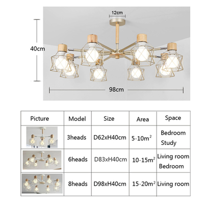 Vintage Chandelier Ceiling Chandeliers Adjustable Lustre For Living Room Bedroom Kitchen Wood Lighting(WH-WA-26）