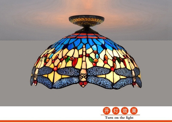 40cm European Blue Dragonfly Tiffany stained glass restaurant bedroom aisle corridor ceiling lights(WH-TA-14)