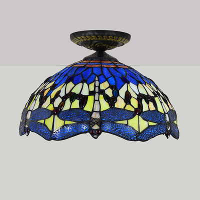 40cm European Blue Dragonfly Tiffany stained glass restaurant bedroom aisle corridor ceiling lights(WH-TA-14)