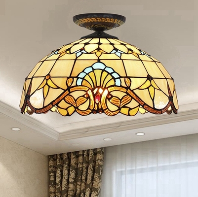 40cm European style Baroque Tiffany stained glass restaurant flush ceiling light(WH-TA-16)