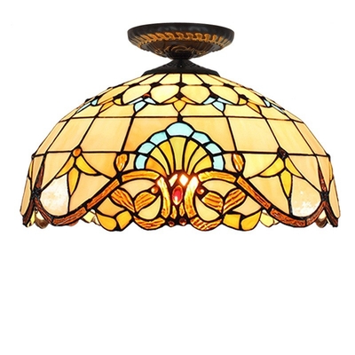 40cm European style Baroque Tiffany stained glass restaurant flush ceiling light(WH-TA-16)