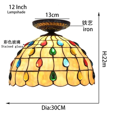 30cm European Tiffany colored glass restaurant bedroom aisle living room light（WH-TA-19)