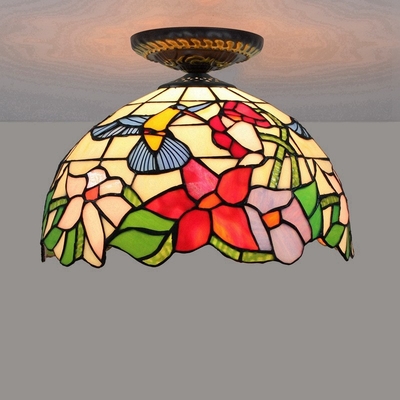European Countryside Bird Tiffany Multi-Color Glass Restaurant Bedroom Corridor Glass ceiling light(WH-TA-23)