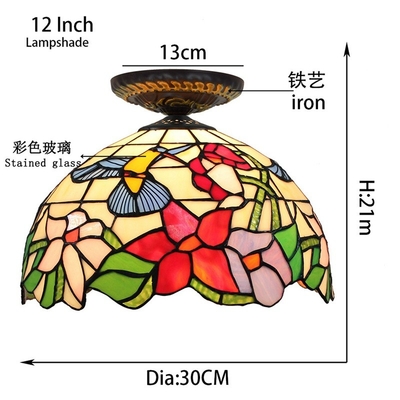 European Countryside Bird Tiffany Multi-Color Glass Restaurant Bedroom Corridor Glass ceiling light(WH-TA-23)