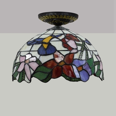 European Countryside Bird Tiffany Multi-Color Glass Restaurant Bedroom Corridor Glass ceiling light(WH-TA-23)