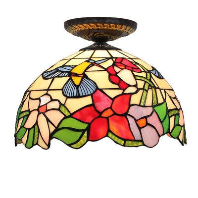 European Countryside Bird Tiffany Multi-Color Glass Restaurant Bedroom Corridor Glass ceiling light(WH-TA-23)