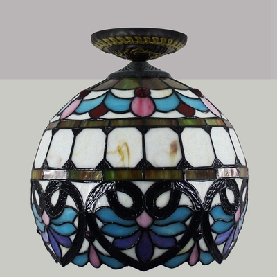 European-Style Lovely Baroque Tiffany Multi-Color Glass Restaurant Bedroom Corridor retro ceiling light(WH-TA-24）