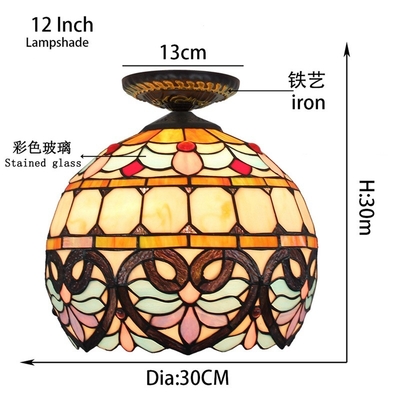 European-Style Lovely Baroque Tiffany Multi-Color Glass Restaurant Bedroom Corridor retro ceiling light(WH-TA-24）