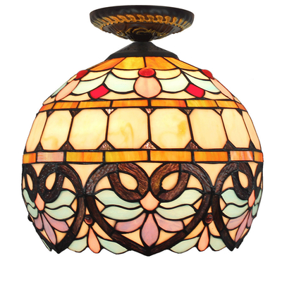 European-Style Lovely Baroque Tiffany Multi-Color Glass Restaurant Bedroom Corridor retro ceiling light(WH-TA-24）