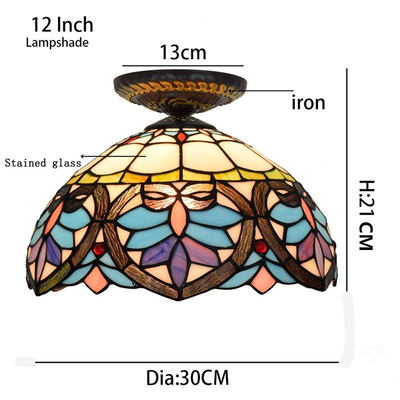 European Style Vintage Baroque Ceiling Lamp Stained Glass Light led surface mounted ceiling light(WH-TA-26)