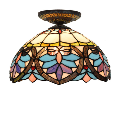 European Style Vintage Baroque Ceiling Lamp Stained Glass Light led surface mounted ceiling light(WH-TA-26)