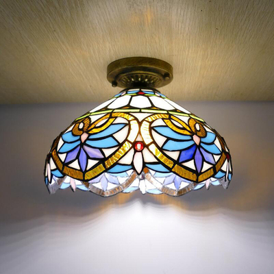 European Style Vintage Baroque Ceiling Lamp Stained Glass Light led surface mounted ceiling light(WH-TA-26)