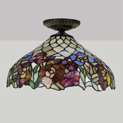 European Countryside Vintage Tiffany Multi-Color Glass Restaurant Bedroom industrial lighting rustic lamp(WH-TA-27)