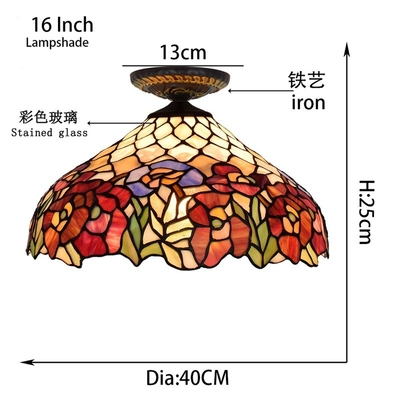 European Countryside Vintage Tiffany Multi-Color Glass Restaurant Bedroom industrial lighting rustic lamp(WH-TA-27)