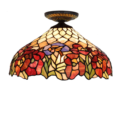 European Countryside Vintage Tiffany Multi-Color Glass Restaurant Bedroom industrial lighting rustic lamp(WH-TA-27)