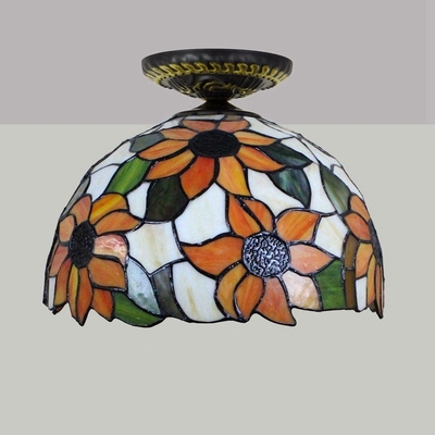 America Countryside Tiffany Multi-Color Glass Dining Room Bedroom flower led ceiling light(WH-TA-28)