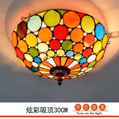 Creative Mediterranean retro stained glass aisle corridor balcony lobby bedroom bar ceiling lamp(WH-TA-34)