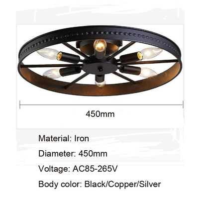 American Loft Industrial Light Design Round Iron Ceiling Lamp Bedroom light lamp retro(WH-LA-26)